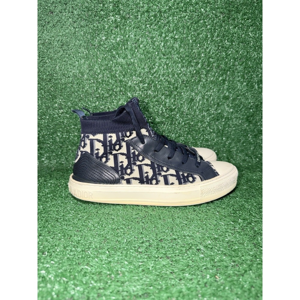 Christian Dior Eu 39 US Womens 8 Mens 6.5 Navy Blue Walk n Dior Oblique Sneakers